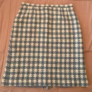 Vintage J. G. Hook Pastel Blue, Pink & White Gingham Knit-Feel Skirt - 10